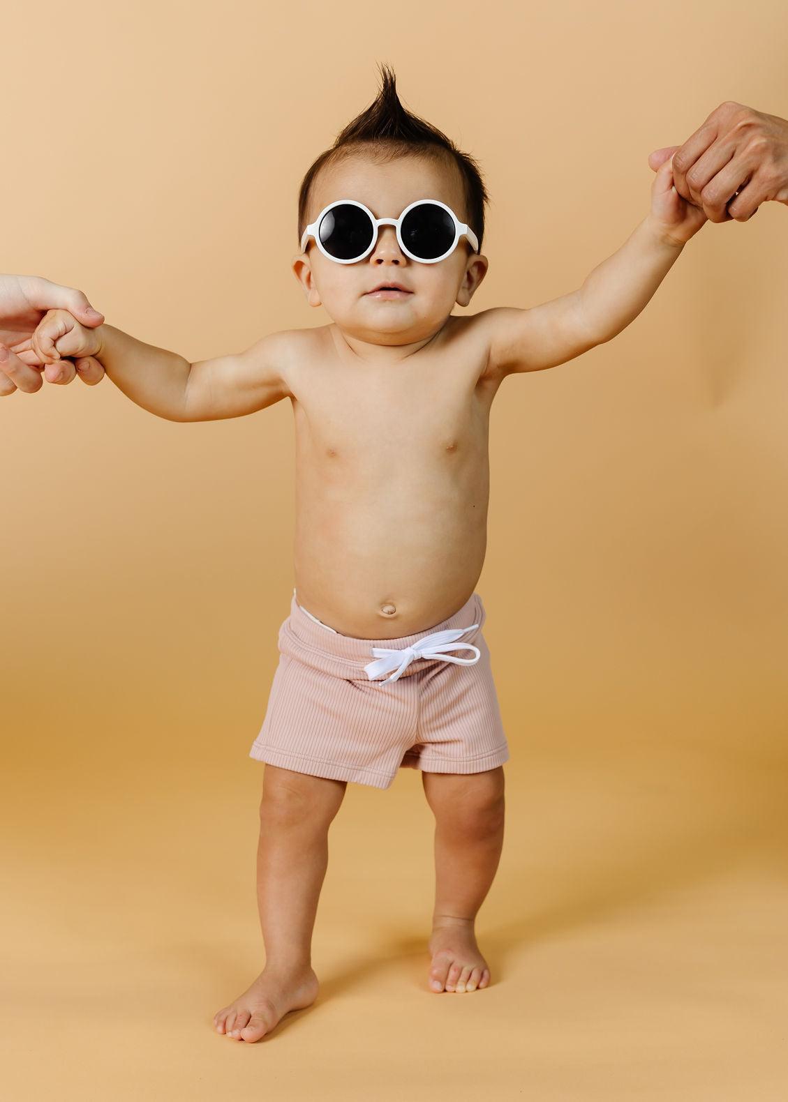 Baby Boy Swimsuit - Shorts - Ribbed Light Mauve