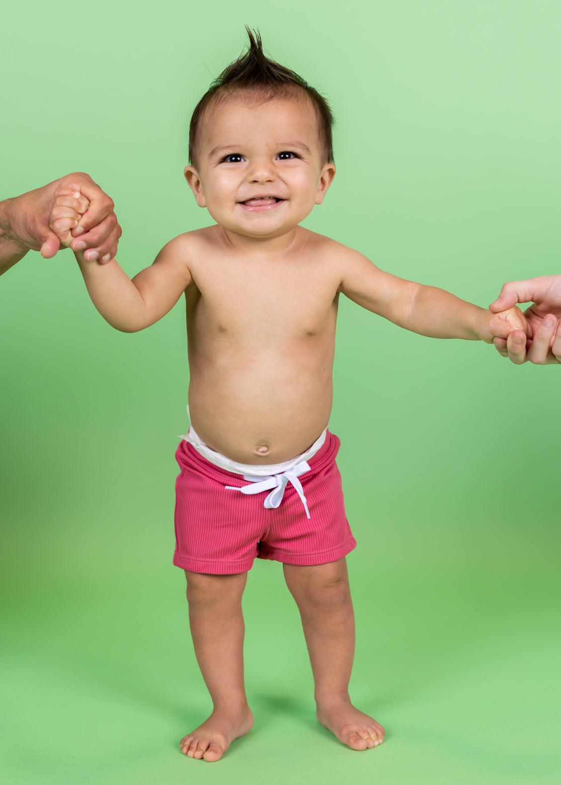 Baby Boy Swimsuit - Shorts - Ribbed Roseate