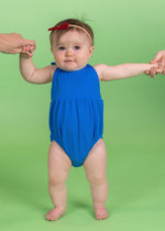 Image ALT Text: Baby Girl One-Piece Swimsuit - Ribbed Electric Blue