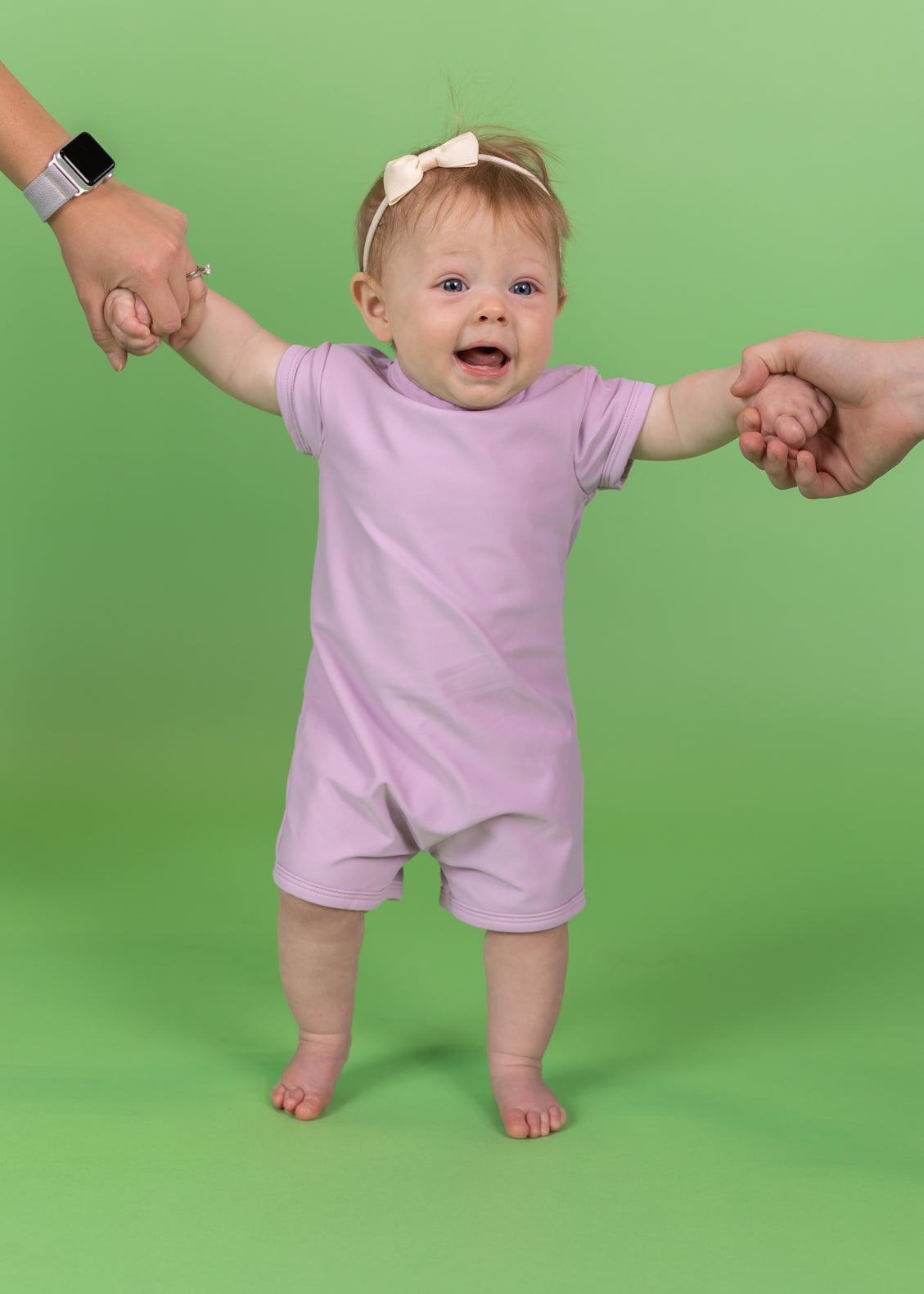 Baby Girl/Boy Swimsuit Shorties Rashguard One-Piece - Just Lilac