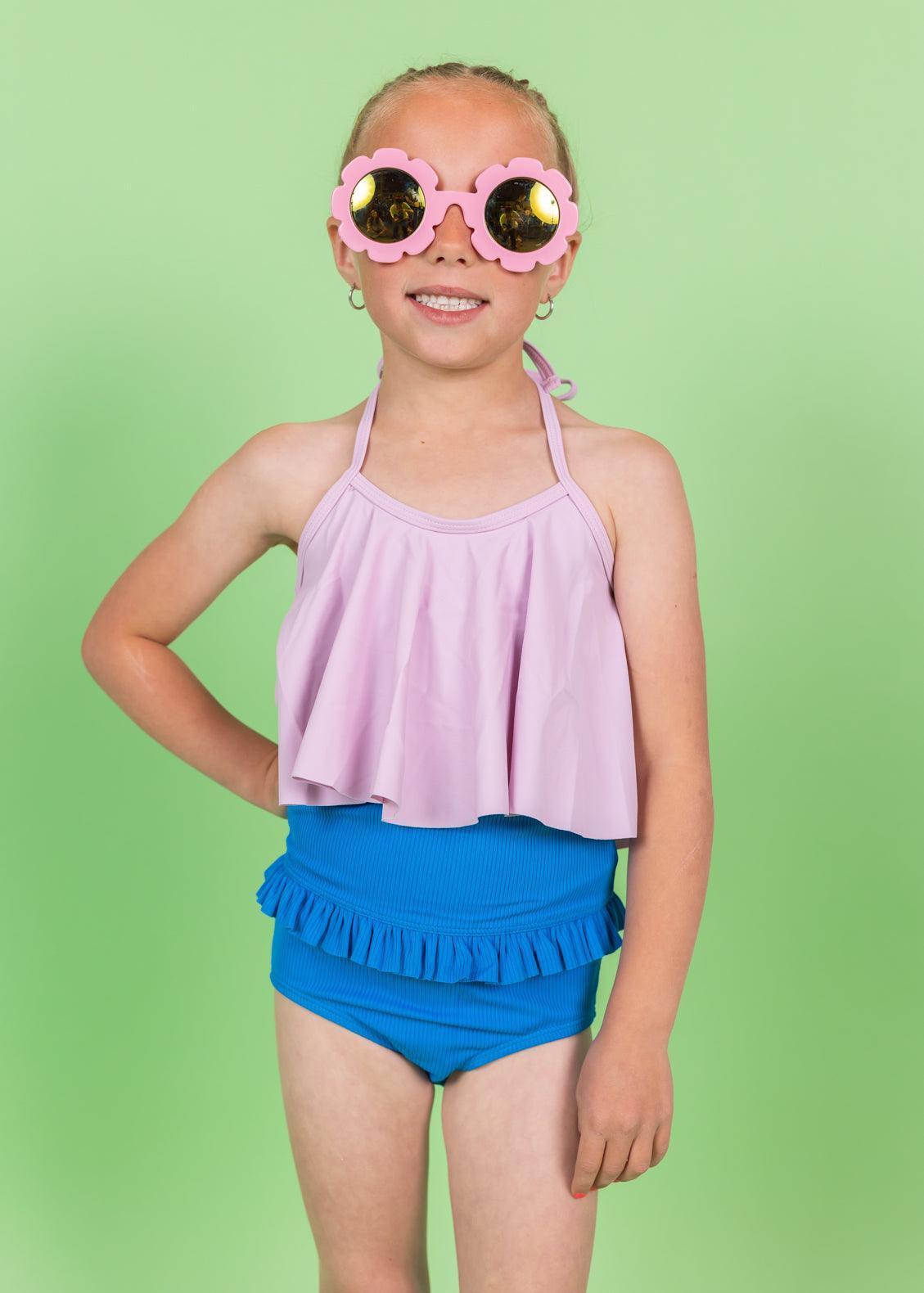 Girls Crop Top Swimsuit - Just Lilac