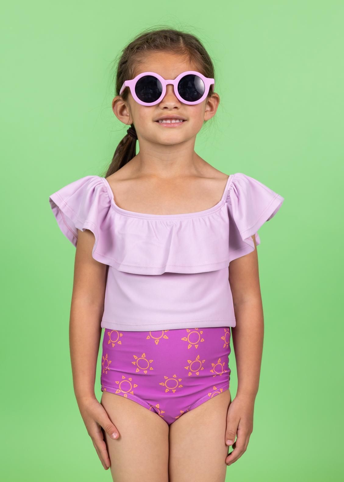 Girls Crop Top Swimsuit - Just Lilac