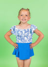 Girls High-Waisted Swimsuit Bottoms - Skirt - Ribbed Electric Blue