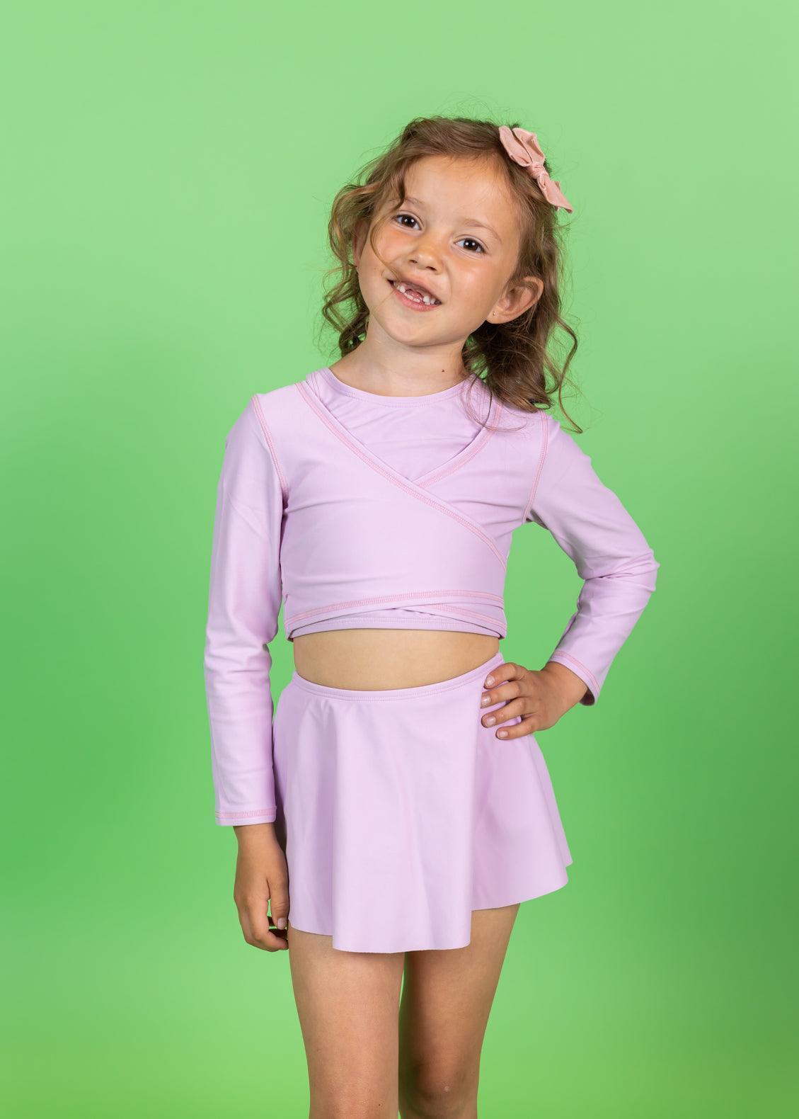 Girls Swimsuit Rashguard Crop Top - Just Lilac