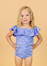 Girls Crop Top Swimsuit - Elegant Floral