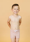 Boys Swimsuit - Shorts - Ribbed Light Mauve