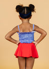 Girls High-Waisted Swimsuit Bottoms - Skirt - Lipstick Red