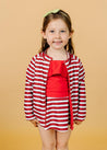 Girls High-Waisted Swimsuit Bottoms - Skirt - Red + Navy Stripes