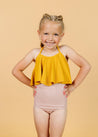 Girls Crop Top Swimsuit - Ribbed Golden