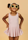 Girls One-Piece Swimsuit - Ribbed Light Mauve