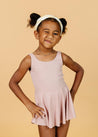 Girls One-Piece Swimsuit - Ribbed Light Mauve