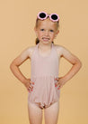 Girls One-Piece Swimsuit - Ribbed Light Mauve