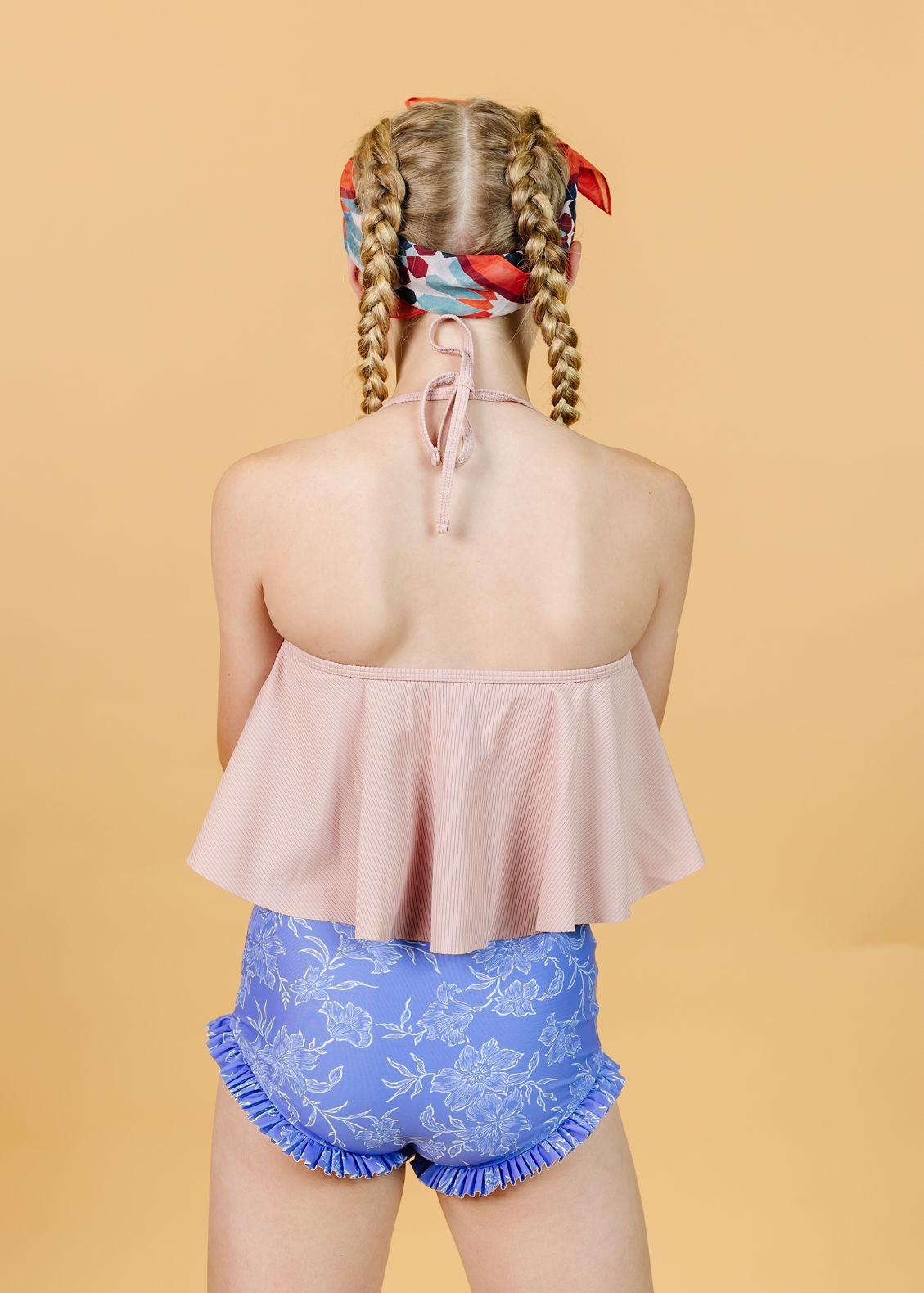Teen Girl High-Waisted Swimsuit Bottoms - Elegant Floral