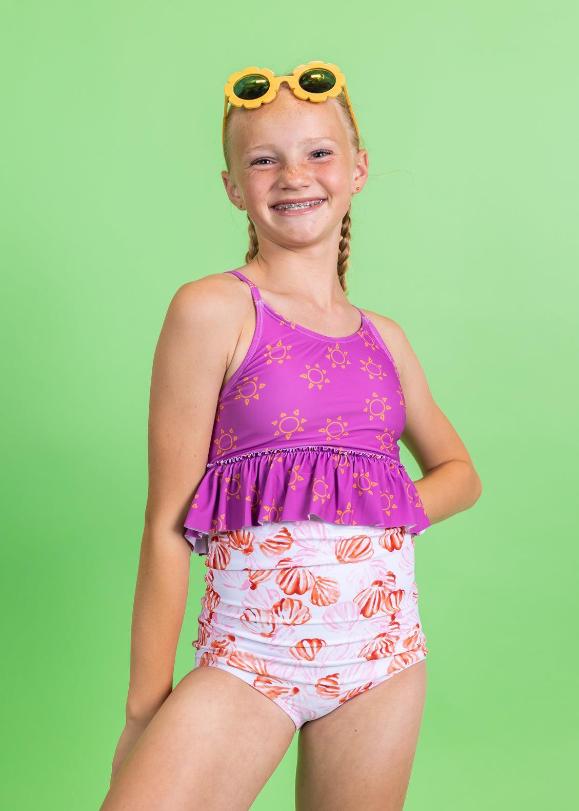 Teen Girl Crop Top Swimsuit - Suns
