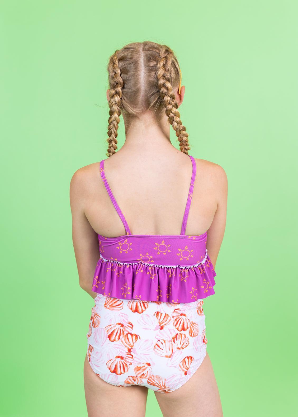 Teen Girl Crop Top Swimsuit - Suns
