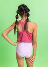 Teen Girl Crop Top Swimsuit - Ribbed Roseate