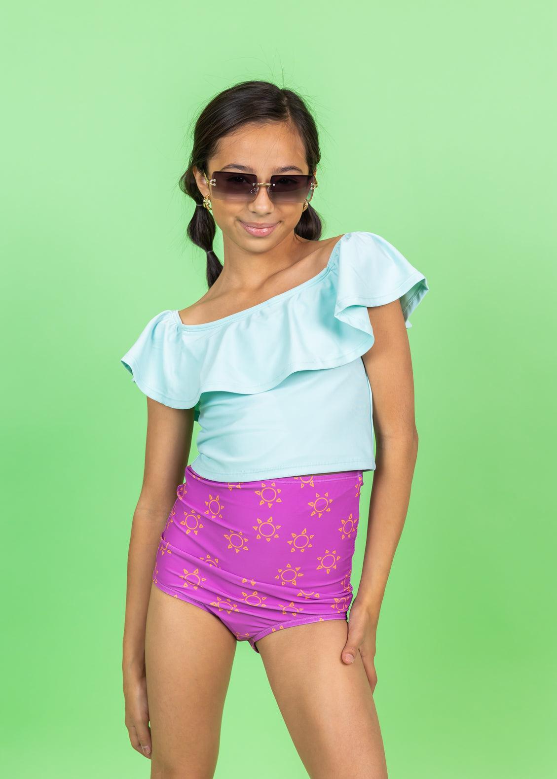 Teen Girl Crop Top Swimsuit - Spearmint