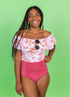 High-Waisted Swimsuit Bottom - Ribbed Roseate