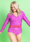 Womens Swimsuit Rashguard Crop Top - Suns