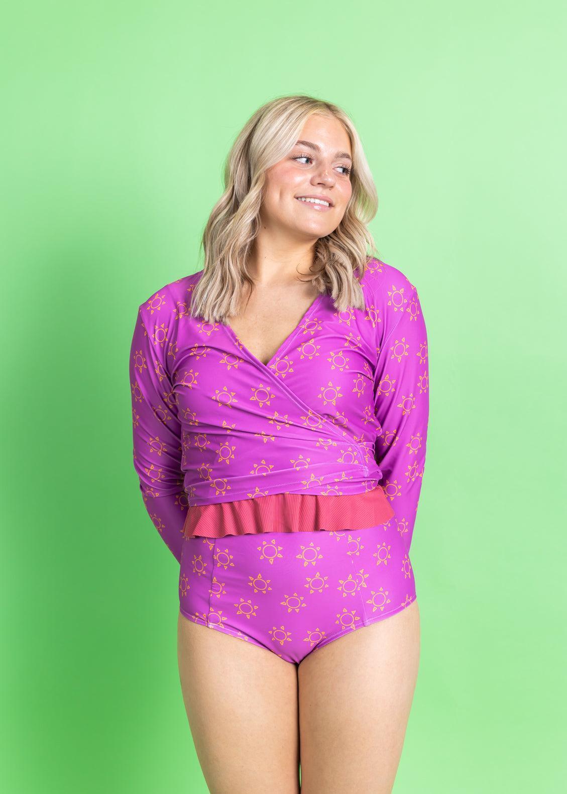 Womens Swimsuit Rashguard Crop Top - Suns