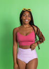 Crop Top Swimsuit - Ribbed Roseate