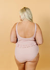 One-Piece Swimsuit - Ribbed Light Mauve