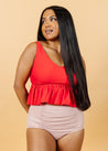 High-Waisted Swimsuit Bottom - Ribbed Light Mauve