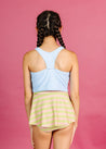 Teen Girl High-Waisted Swimsuit Bottoms - Skirt - Pink/Green Stripe