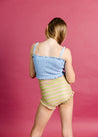 Teen Girl High-Waisted Swimsuit Bottoms - Pink/Green Stripe