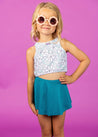 Mini Racer Back Top | Mint Flowers - Kortni Jeane