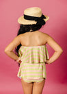 Girls High-Waisted Swimsuit Bottoms - Skirt - Pink/Green Stripe