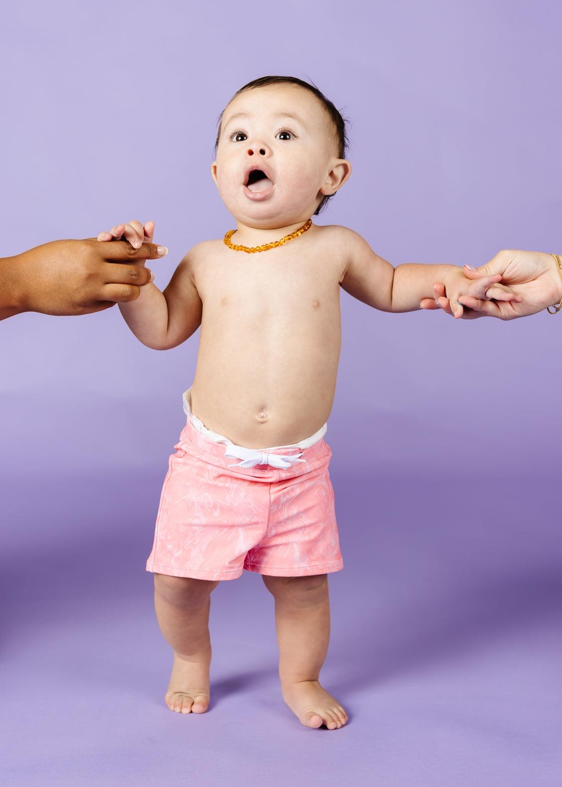 Baby Euro Shorts | Pink Marble - Kortni Jeane