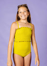 Teen Girl Crop Top Swimsuit - Waffled Pear