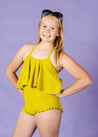 Teen Girl High-Waisted Swimsuit Bottoms - Waffled Pear