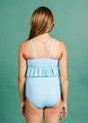 Teen Girl High-Waisted Swimsuit Bottoms - Ribbed Fresh Blue