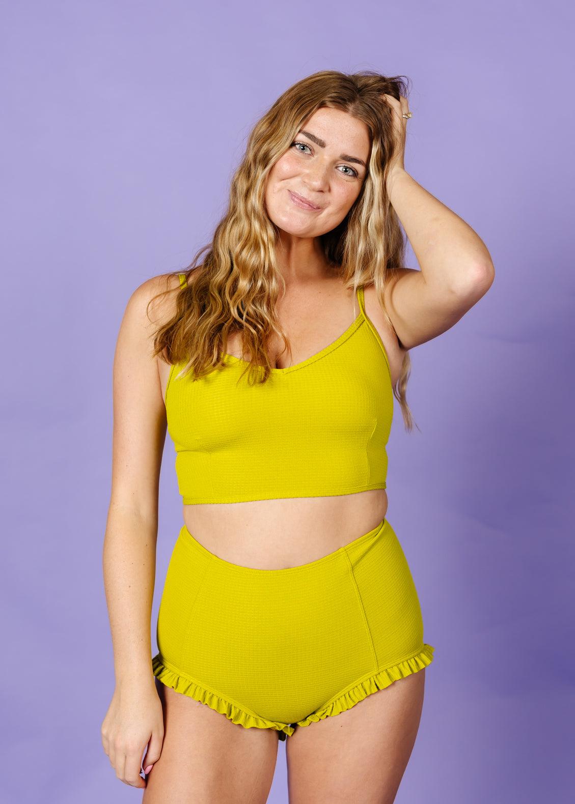 Crop Top Swimsuit - Waffled Pear