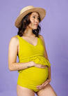 High-Waisted Swimsuit Bottom - Maternity - Waffled Pear
