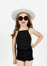 Girls Crop Top Swimsuit - Black