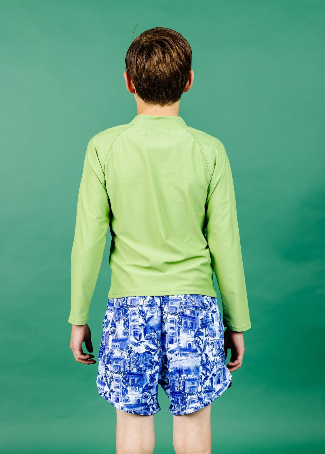 Teen Girl/Boy Swimsuit Rashguard Top - Sweet Pea Green