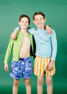 Teen Girl/Boy Swimsuit Rashguard Top - Sweet Pea Green - Ribbed Dusty Light Blue