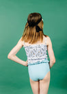 Teen Girl High-Waisted Swimsuit Bottoms - Ribbed Dusty Light Blue