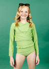 Teen Girl Swimsuit Rashguard Crop Top - Sweet Pea Green