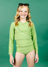 Teen Girl Swimsuit Rashguard Crop Top - Sweet Pea Green