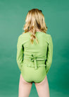 Teen Girl Swimsuit Rashguard Crop Top - Sweet Pea Green