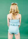 Teen Girl High-Waisted Swimsuit Bottoms - Ribbed Dusty Light Blue