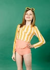 Teen Girl Swimsuit Rashguard Crop Top - Vintage Triangles