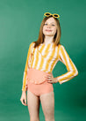 Teen Girl Swimsuit Rashguard Crop Top - Vintage Triangles