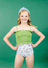 Teen Girl Crop Top Swimsuit - Sweet Pea Green