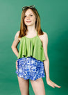 Teen Girl Crop Top Swimsuit - Sweet Pea Green