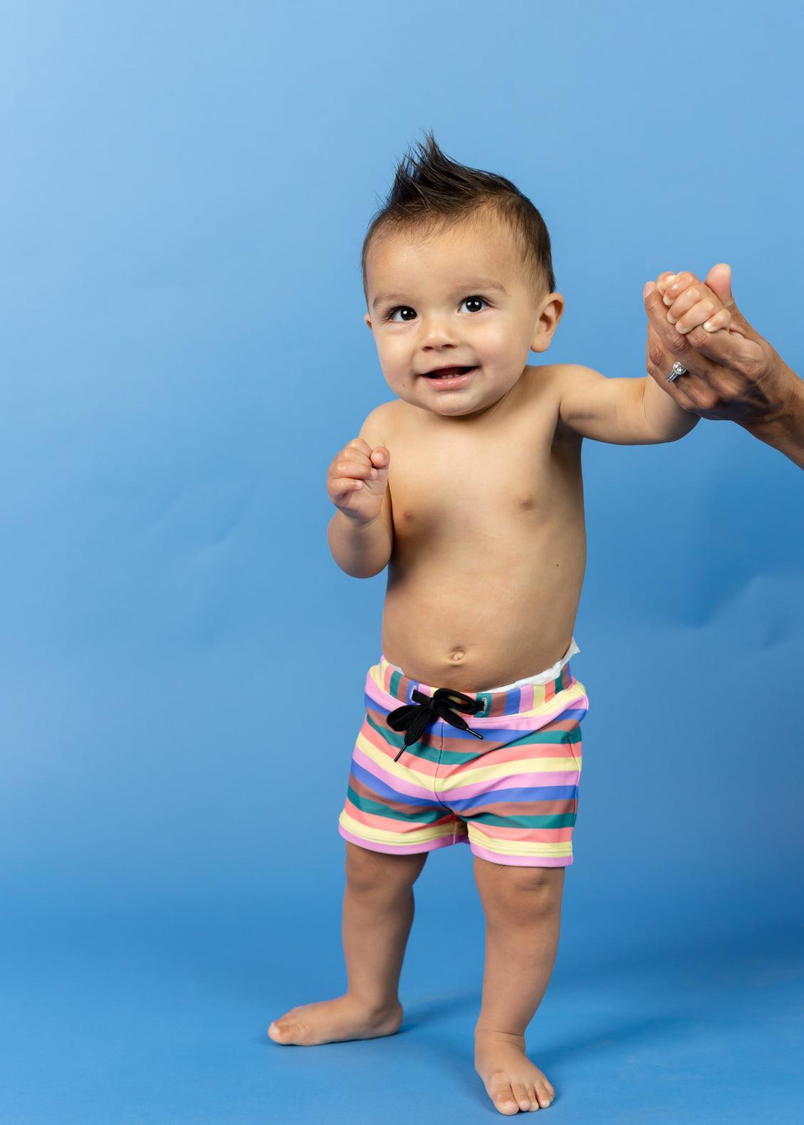 Baby Boy Swimsuit - Shorts - Retro Stripe